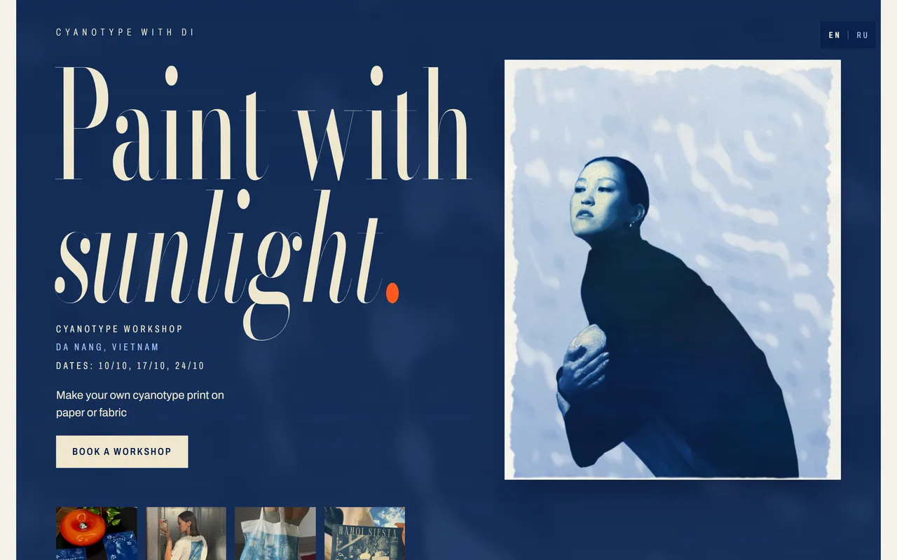 Cyanotype with Di 首頁,桌機畫面 / desktop first screen